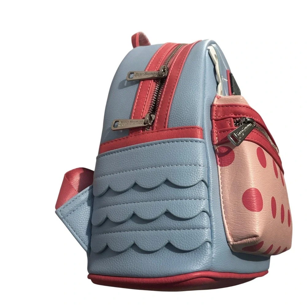 Loungefly Pixar Toy Story Bo Peep Polka Dot Scalloped Mini Backpack Blue Pink